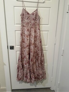 Free People Floral Smocked Maxi Dress in Cream and Rust